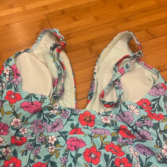 Nanette Lepore Floral One Piece Swimsuit - Blue and Red - Picture 3 of 5